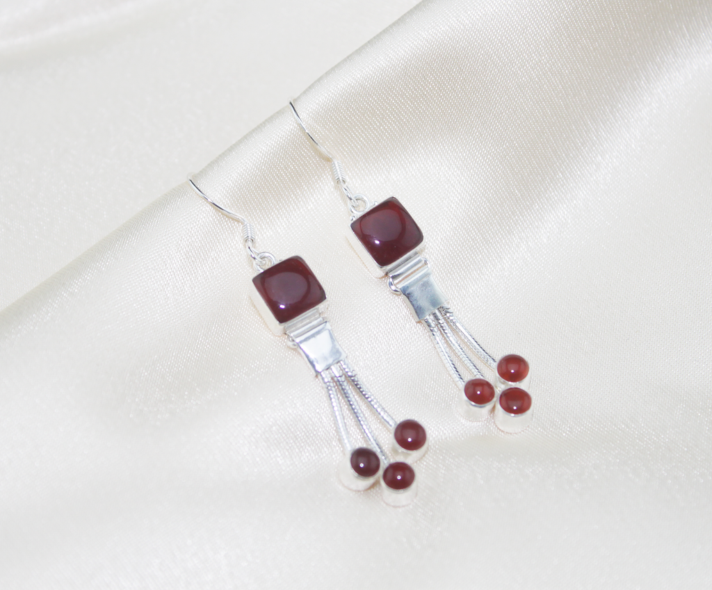 Bloodstone dangling earrings on Sterling Silver