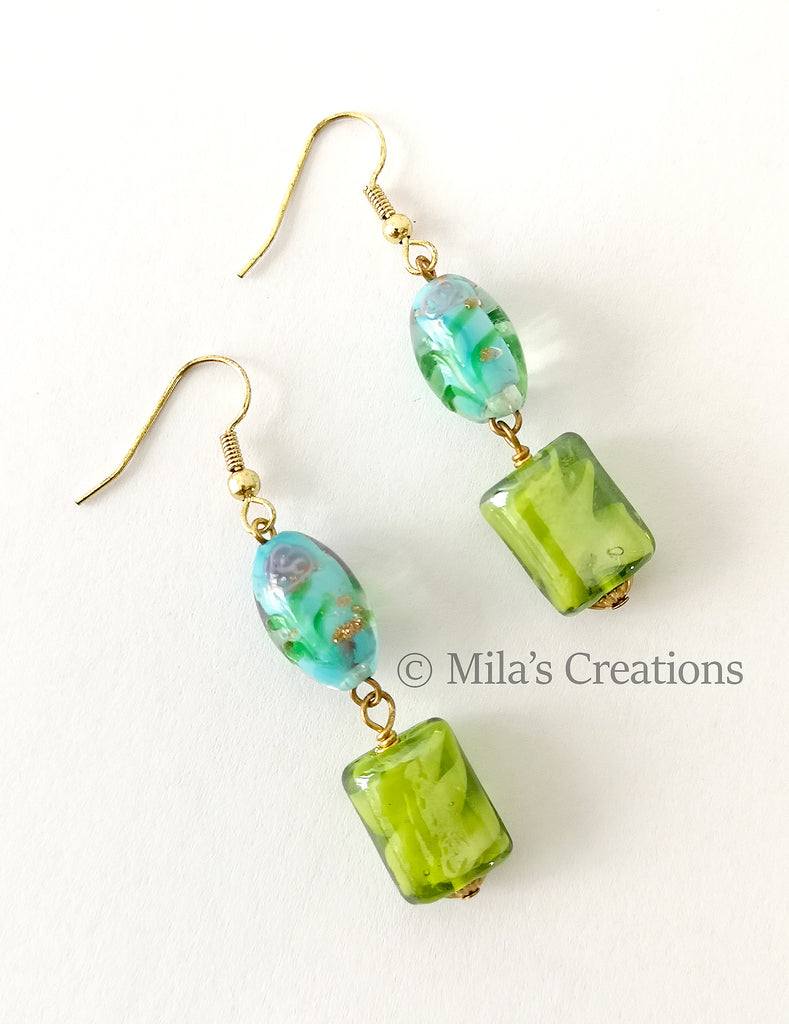 Beautiful Handblown Glass Dangling Earrings